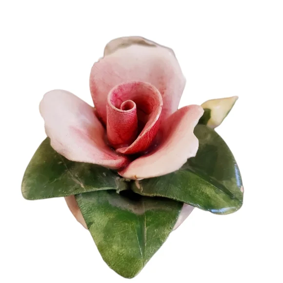 Vintage Capodimonte Flower Basket With 2 Roses And 2 Buds - Picture 2 of 9